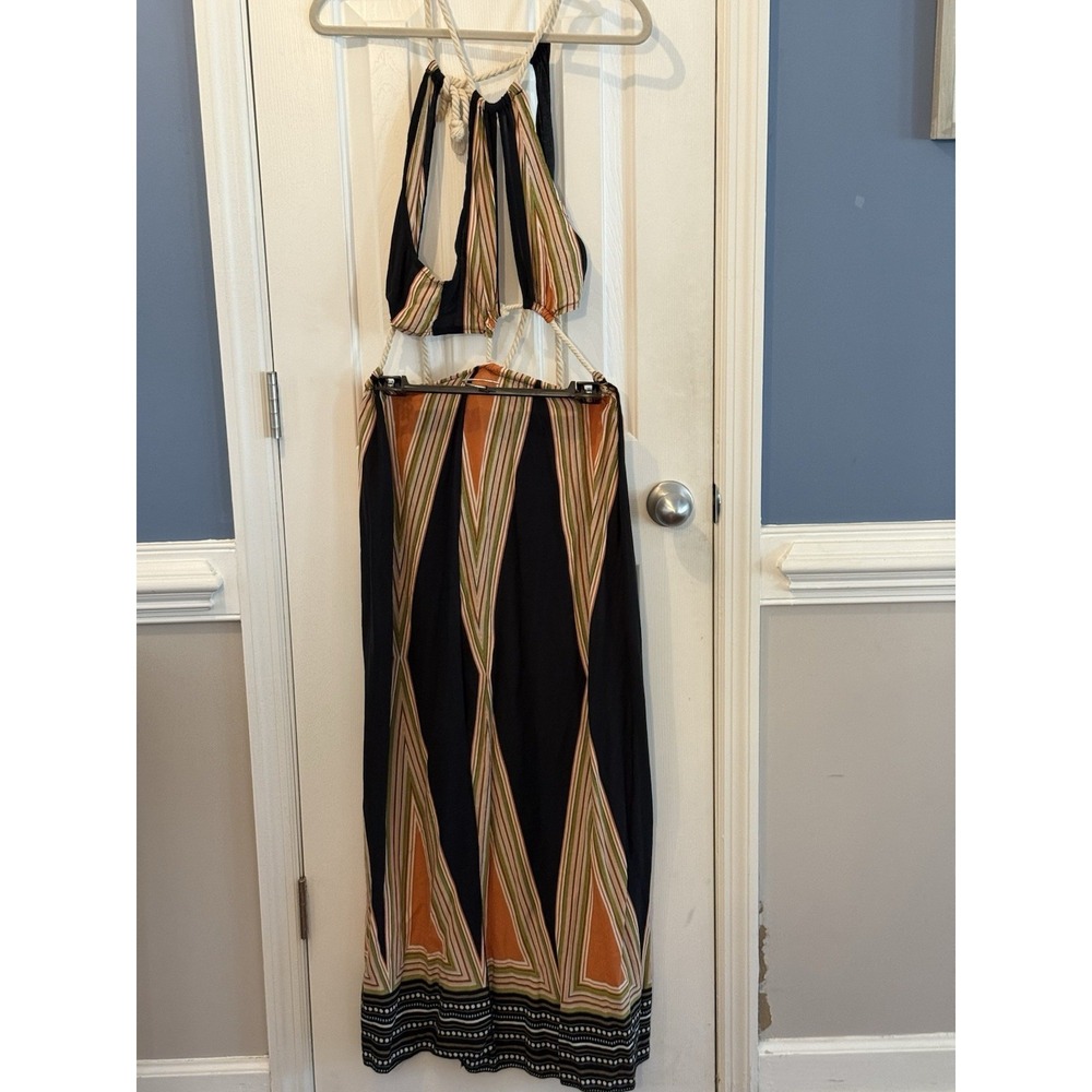 Striped Colorful Beach Coastal Swim Boho Rope Cover Up Size medium WGC3338